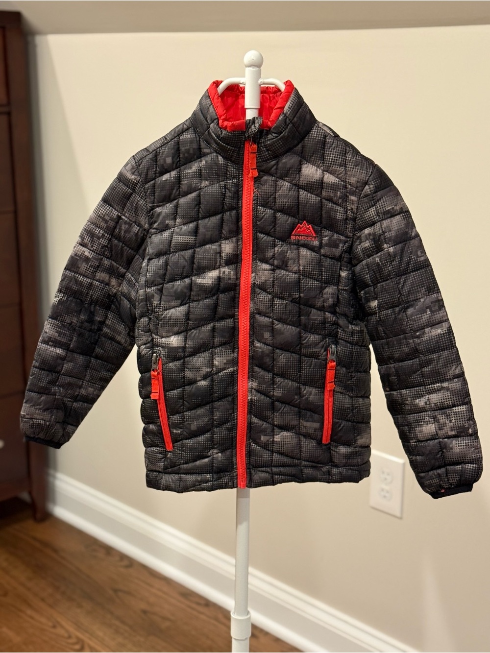 Kids Black Quilted Jacket with Red Trim size 5/6